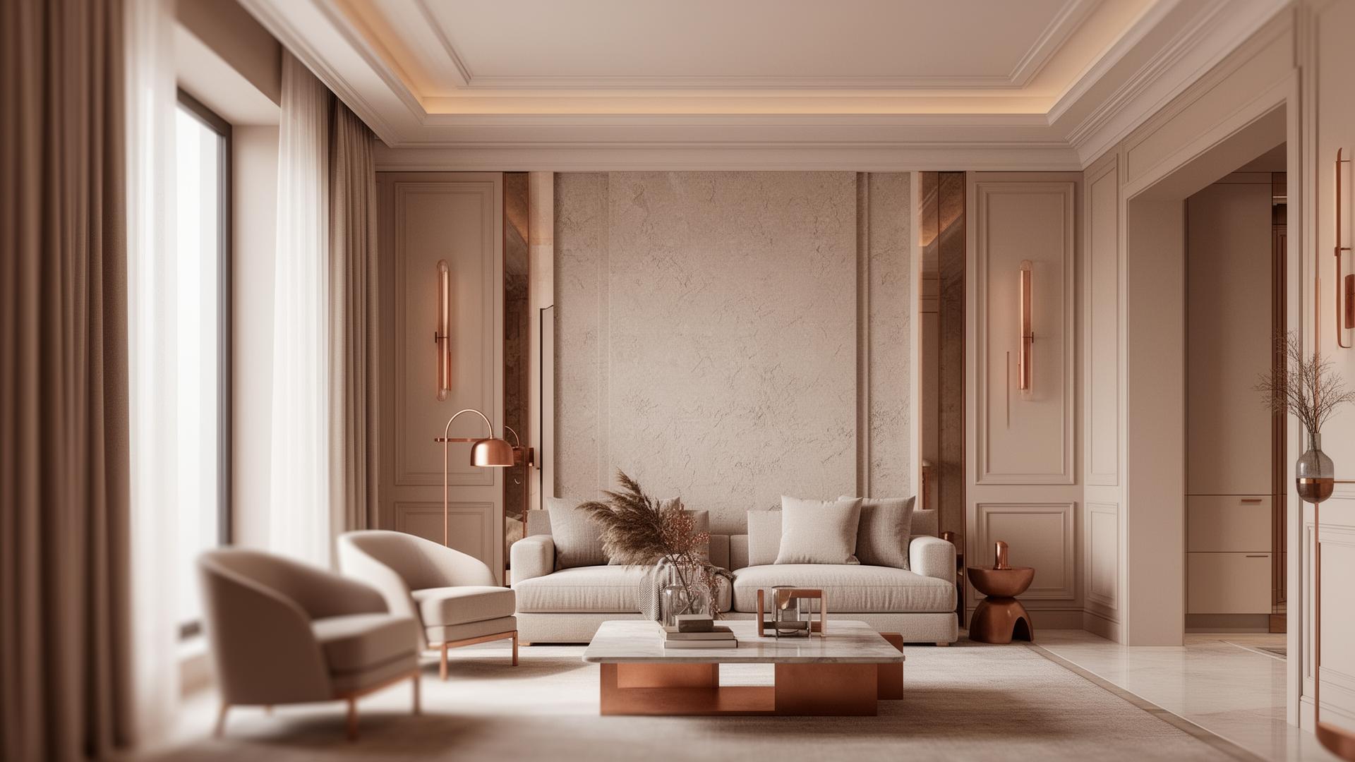 Intérieur résidentiel rénové à Chambéry par l'artisan figini : peinture mate, finitions sur-mesure et lumière naturelle